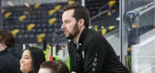 Athletic trainer Jason Geisler monitors the Heartlanders hockey team. UI Sports Medicine—including Geisler and a team physician—provides prevention, treatment, and follow-up care for musculoskeletal injuries for the team.