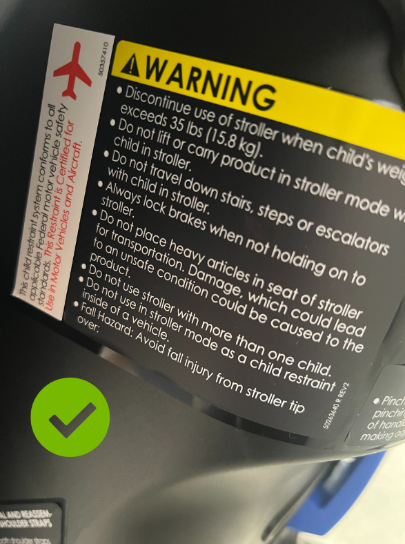 Real car seat warning