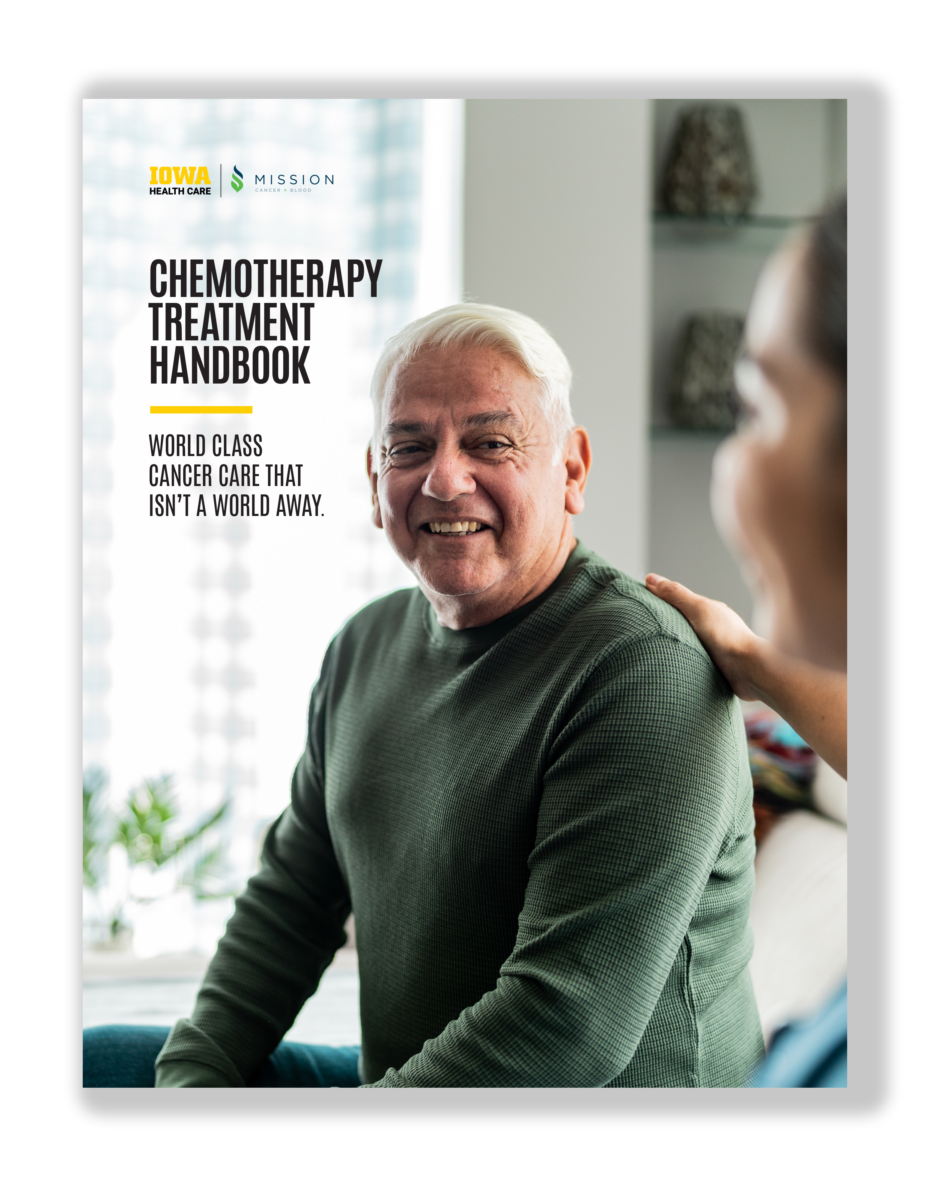 An image front representing the treatment handbook Mission Cancer + Blood patients receive