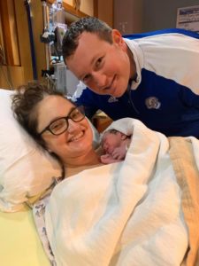 Mom and Dad with their newborn, Quinn.