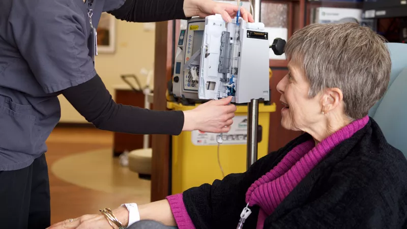 A patient receives care during a clinical trial at UI Health Care.