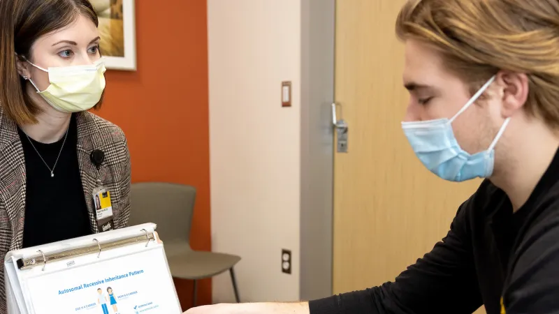 Maggie Freese, genetic counselor in the Heart and Vascular Center on Friday, March 4, 2022. Simulated patient.