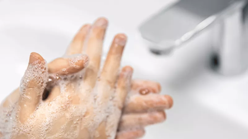 Stock image of washing hands