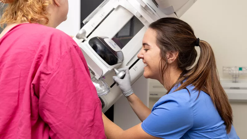 Mammogram with imagining technologist Jessica Flynn RTR BS at Iowa River Landing radiology on Thursday, Sept. 28, 2023. Patient consent on file.