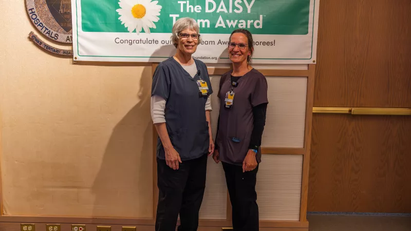 Safe Patient Handling committee co-chairs Karen Stenger, MAN, RN, CCRN, and Martha Blondin, MSN, RN