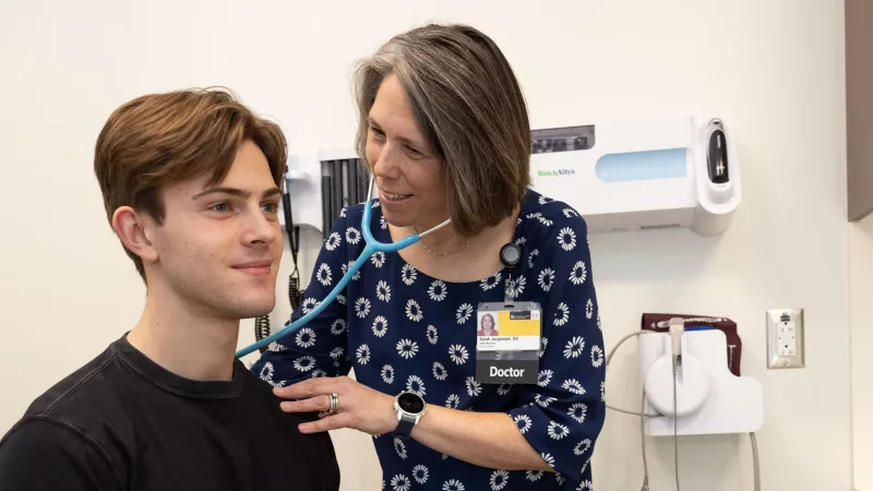 Dr. Sarah Jorgensen at Family Medicine at Scott Blvd on Monday, April 17, 2023. Simulated patient is an employee.