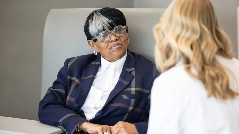 Rachel Ricke, PA-C, with patient at Mission Cancer + Blood - Waukee, part of UI Health Care, on Thursday, April 2, 2026. Patient consent on file.