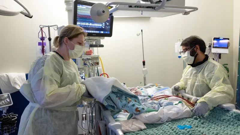Providers tend to pediatric patient in PCICU