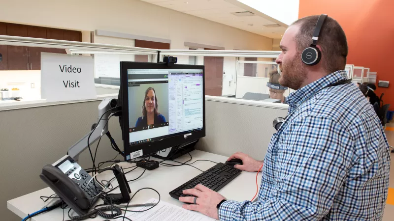 UI Health Care provider holds a telehealth video visit with a patient
