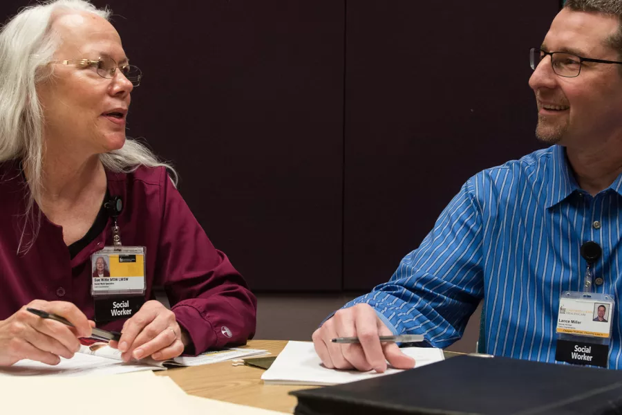 Adult Social Workers at work on Monday, April 24, 2023. Simulated Patient is present.