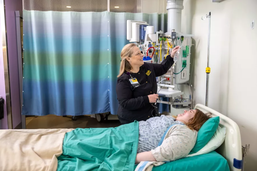 Lynnette Halstead, emergency department nurse for nurse recruitment in the simulation center with simulated patients on Wednesday, March 13, 2024.