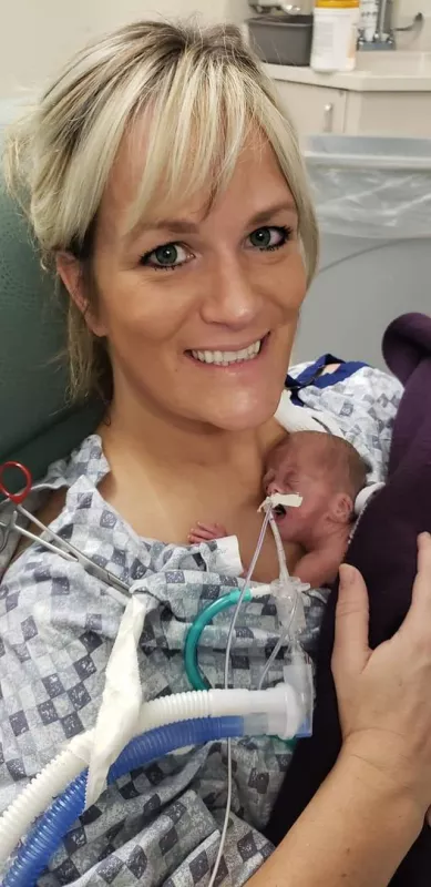 Ivy Gardner with her fourth child, Ellie Grace