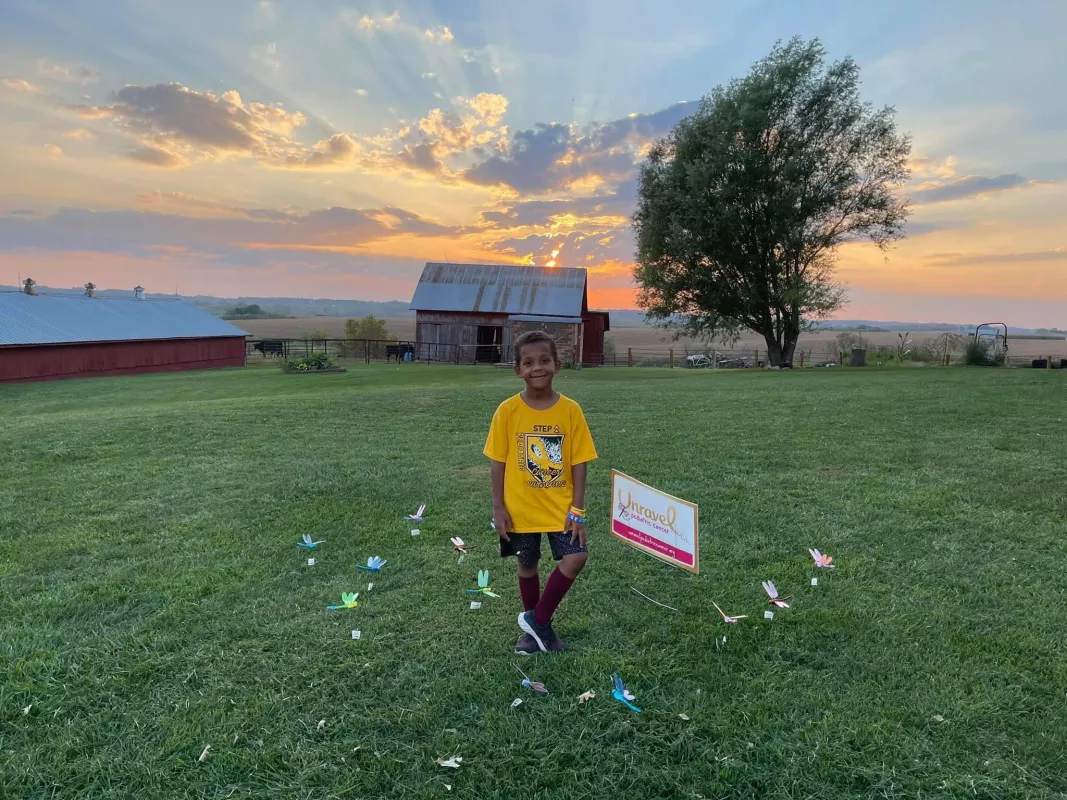 Cancer awareness signs by sunset