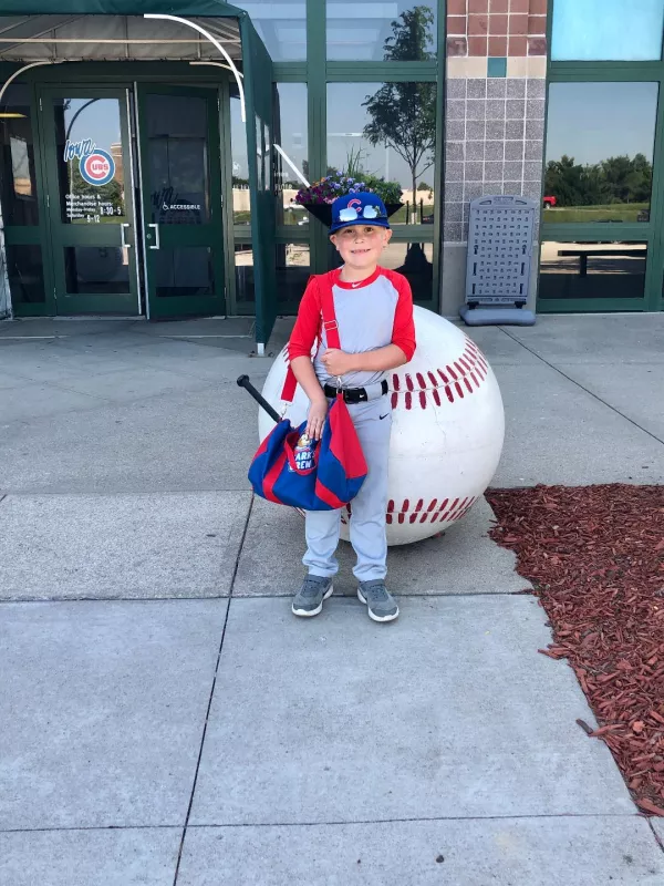 Dylan McGivern going to a baseball game