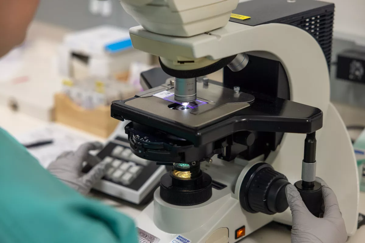 Emily Wachutka, Clinical Laboratory Technologist in the Andrology Lab at UI Health Care North Dodge on Tuesday, April 11, 2023.