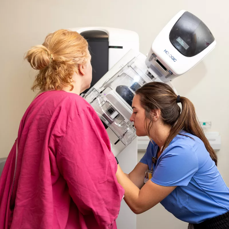 Patient during mammogram