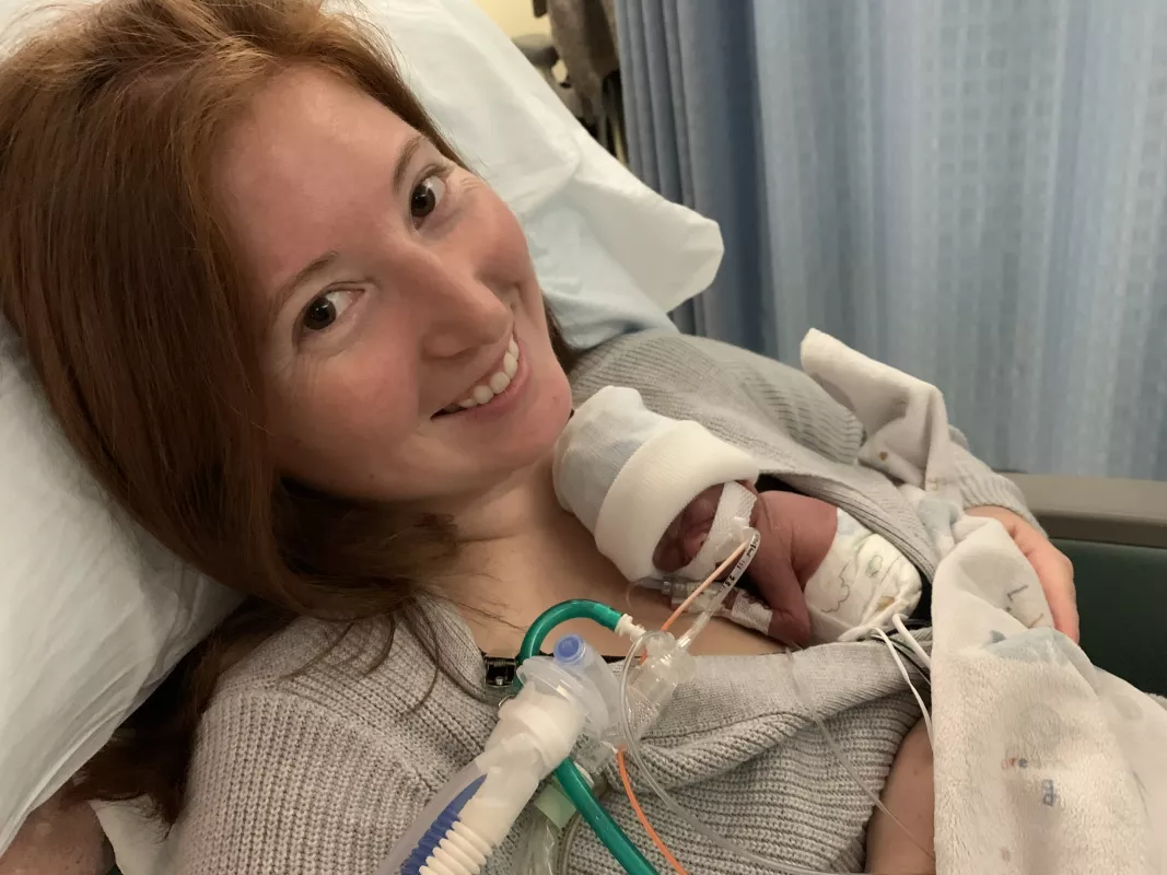 Emily Eilers holds baby Evelyn