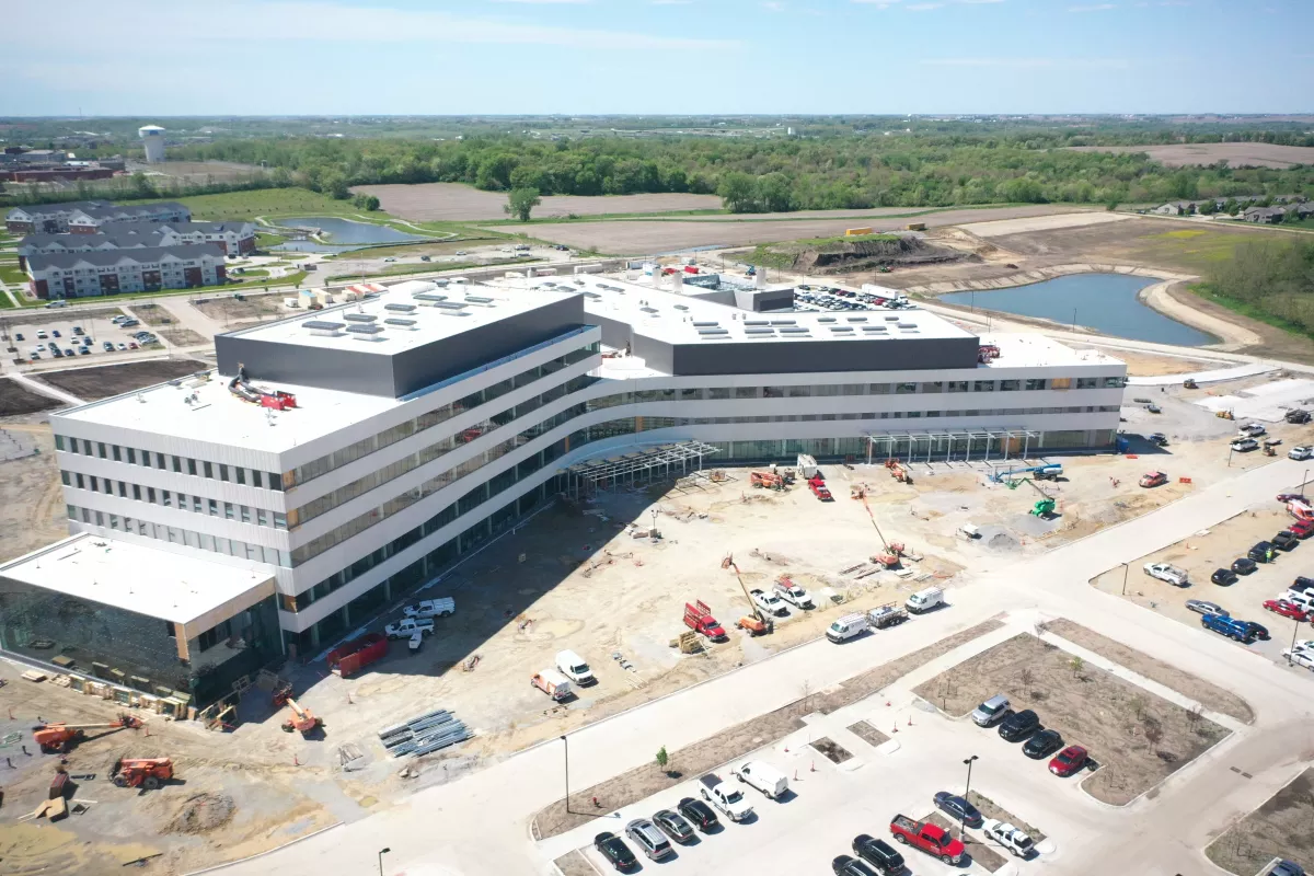 May 2024 aerial drone North Liberty campus