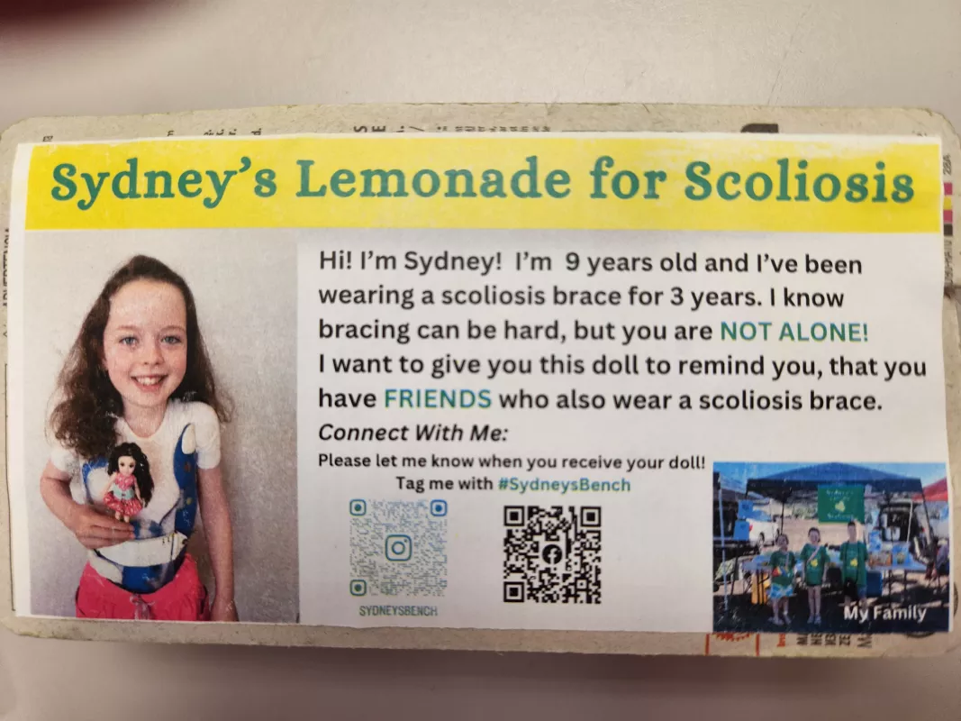 Sydney Black lemonade for scoliosis