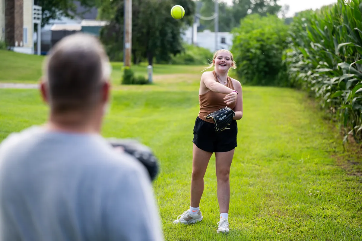 Payten Stout, patient at SFCH plays catch