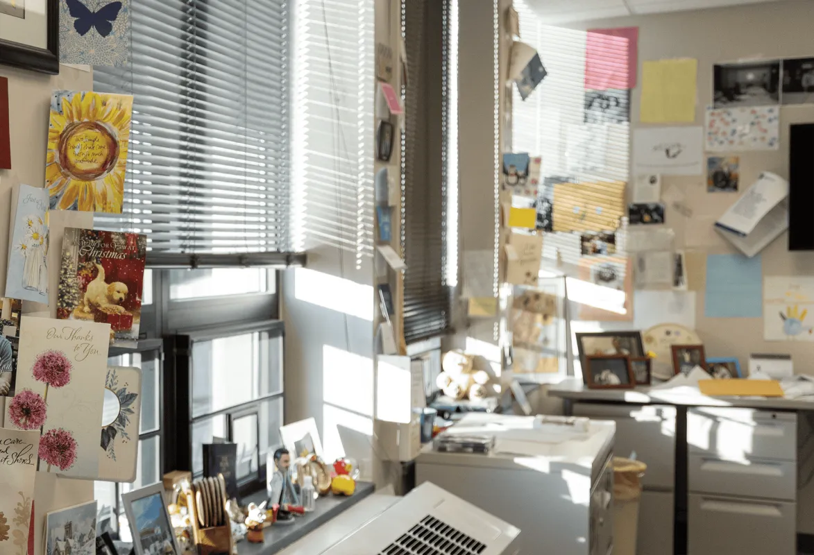 The walls in Milhem’s office are literally covered in gratitude — handwritten notes from patients he has helped over the years.
