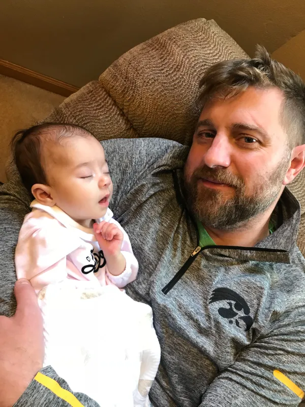 Kid Captain Gwendolyn Clouse with her father