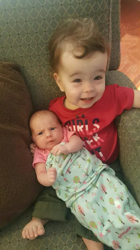 Kid captain Millie Judge and baby sister