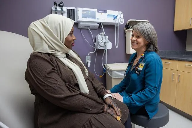 Family medicine physician Jill Endres, MD, with patient at UI Health Care Family Medicine practice at Iowa City, 2751 Northgate Drive on Tuesday, Dec. 9, 2025. All simulated patients. 