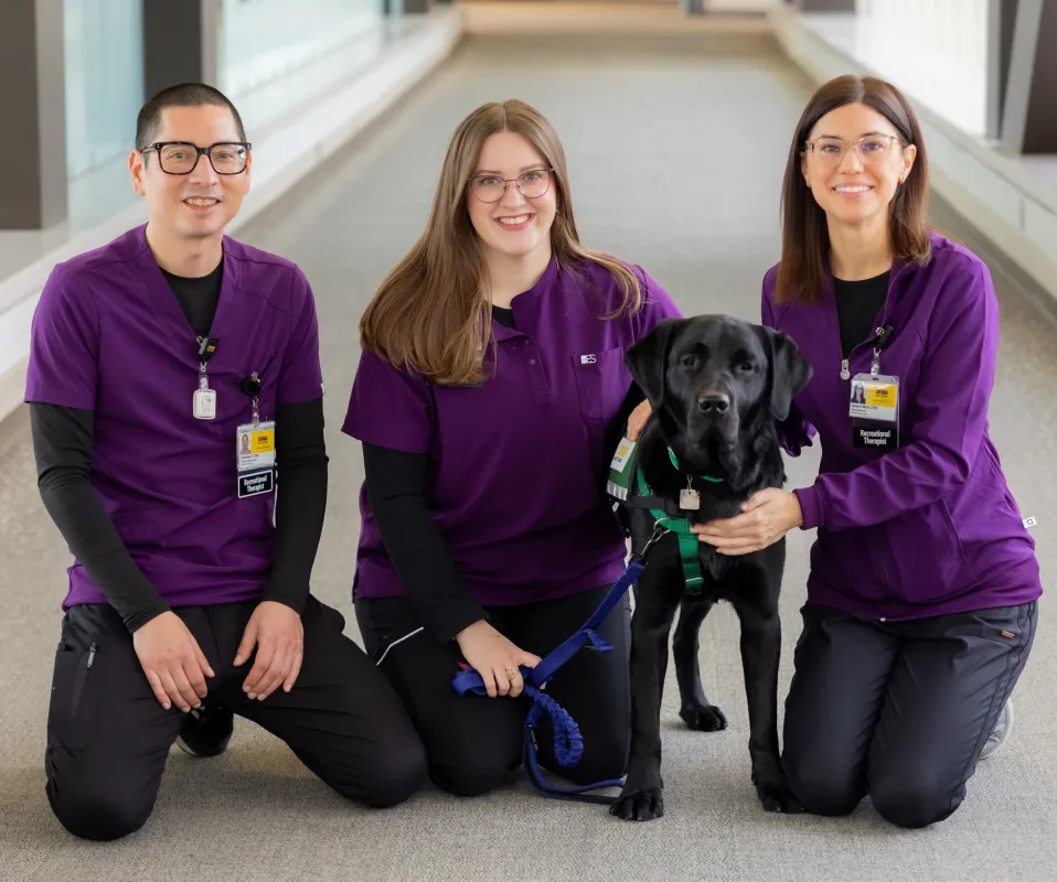 Frozeti, UI Health Care rehabilitation therapies facility dog, on Friday, Dec. 12, 2025.