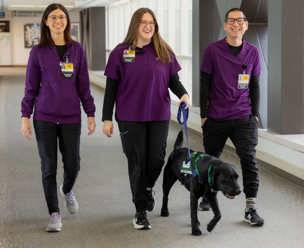Frozeti, UI Health Care rehabilitation therapies facility dog, on Friday, Dec. 12, 2025.
