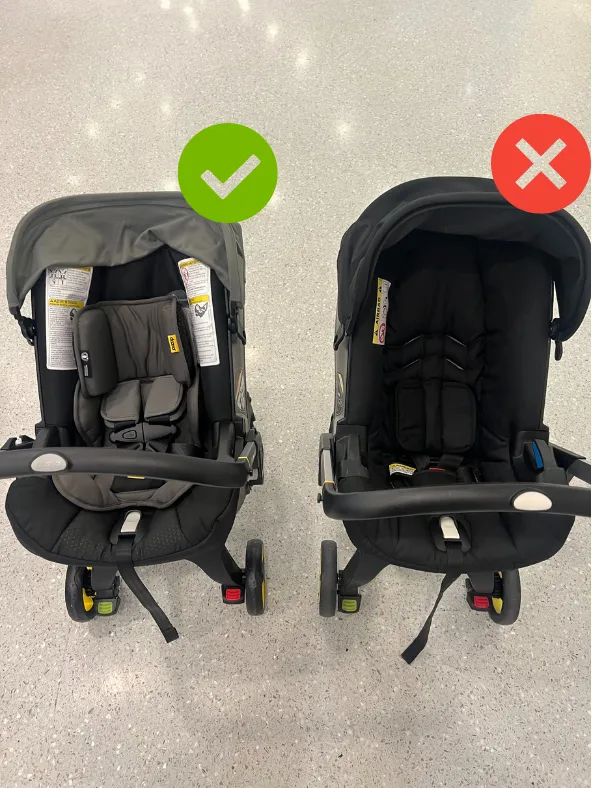 Real (left) and fake (right) car seats