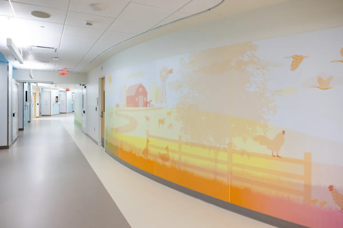 Hallway in Level 7 NICU Stead Family Children's Hospital