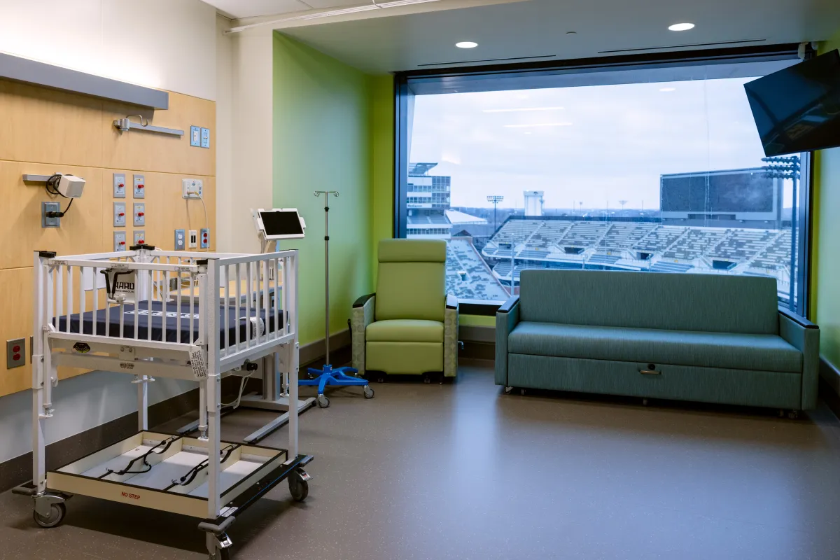 Room overlooking Kinnick stadium on Level 7 NICU