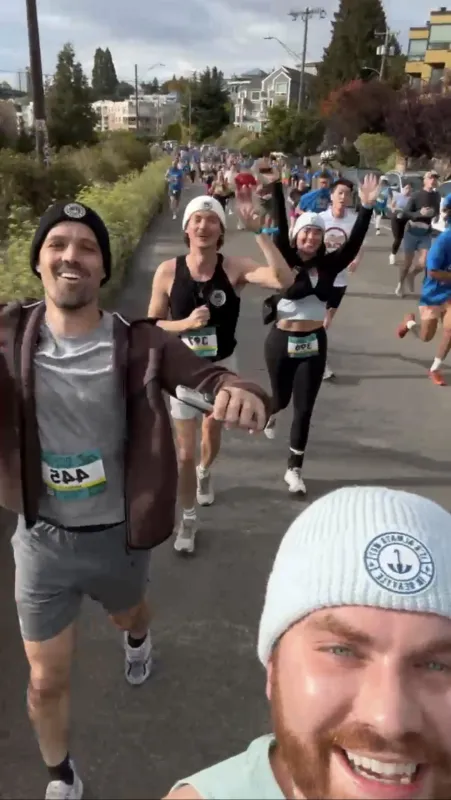 Bailey Cocklin and friends running a road race.