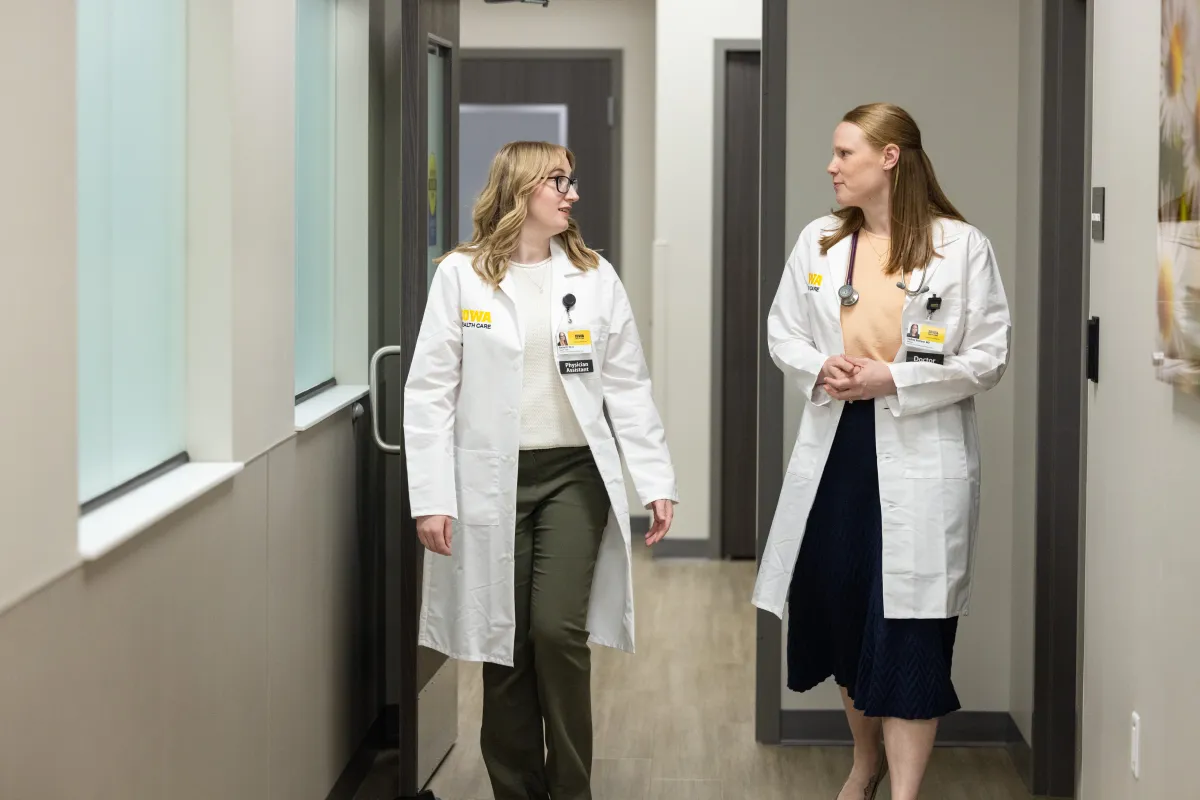 Rachel Ricke, PA-C, and Sydney Brehany, MD, at Mission Cancer + Blood - Waukee, part of UI Health Care, on Thursday, April 2, 2026.