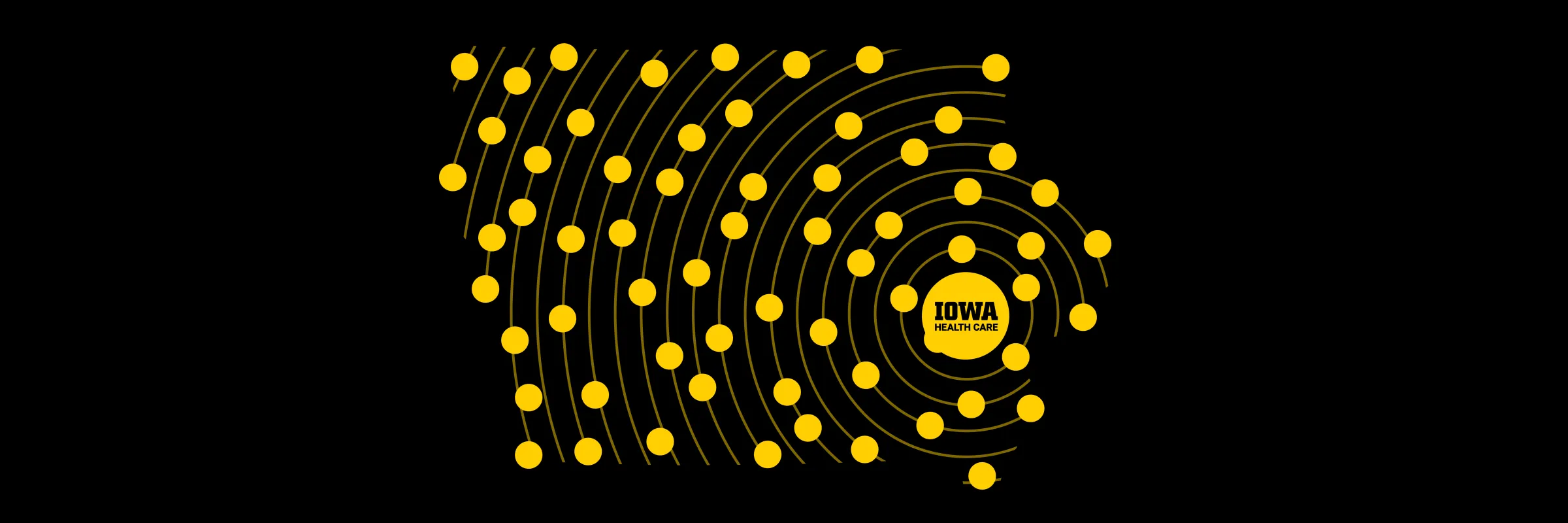 Abstract graphic with Iowa Health Care in the center