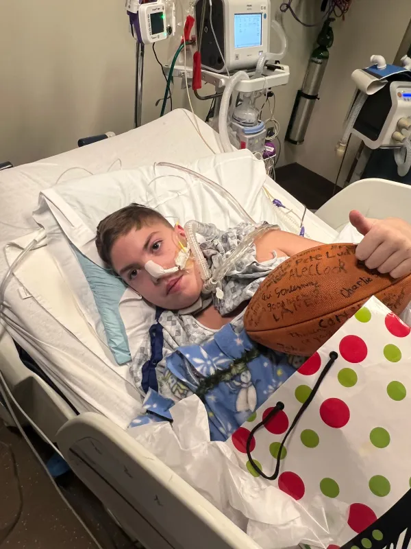 Kid Captain Beau Harvey in the hospital