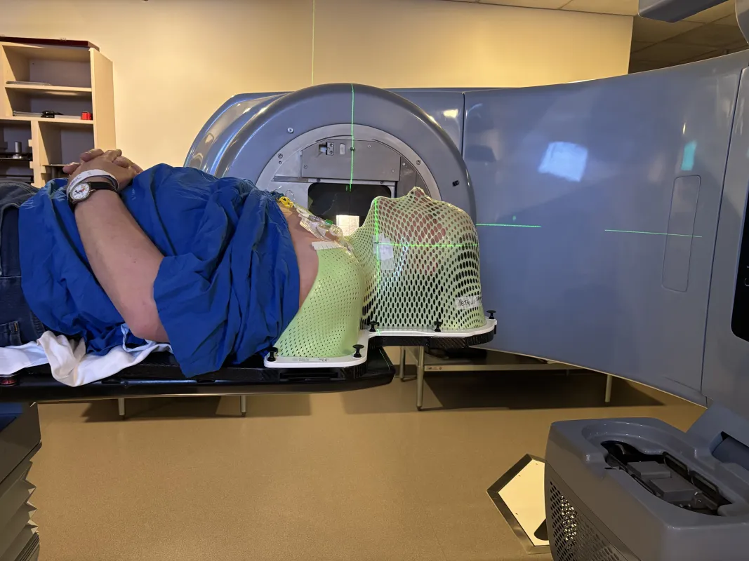 Jeff Yets receiving radiation treatment.