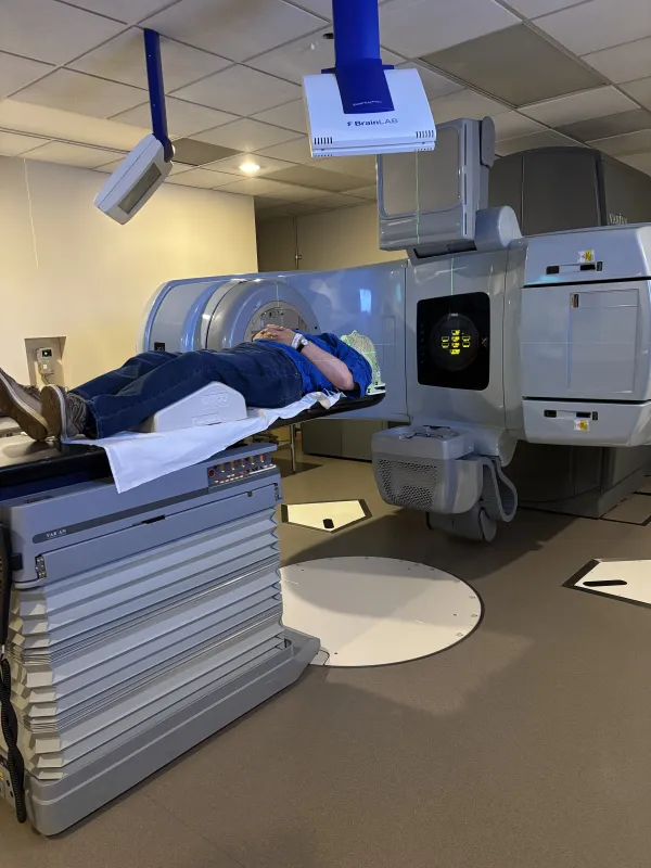 Jeff Yets receiving radiation treatment.