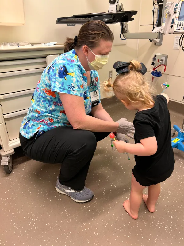 Kid Captain Harlow Taube in the hospital