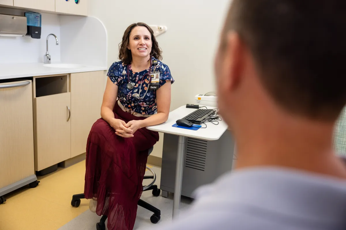 Doctor meets with simulated patient at Tiffin clinic