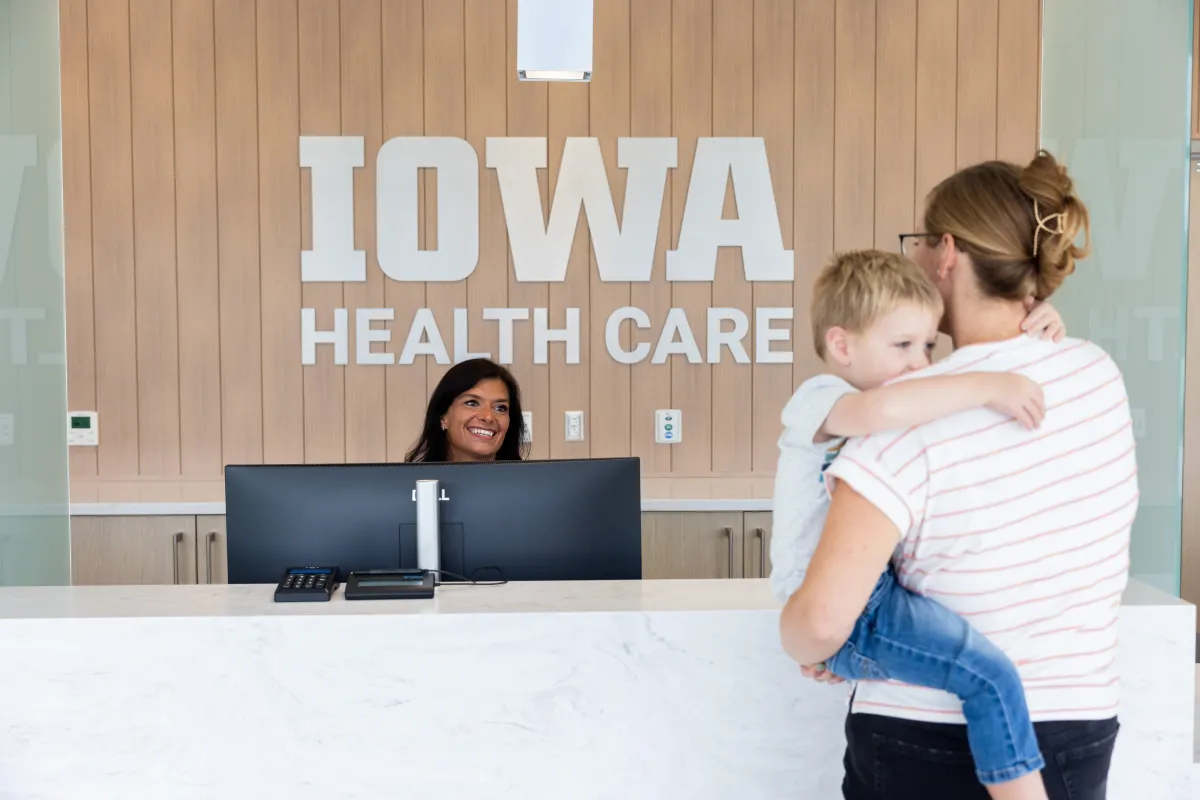 Front desk check-in area at family medicine clinic in Tiffin