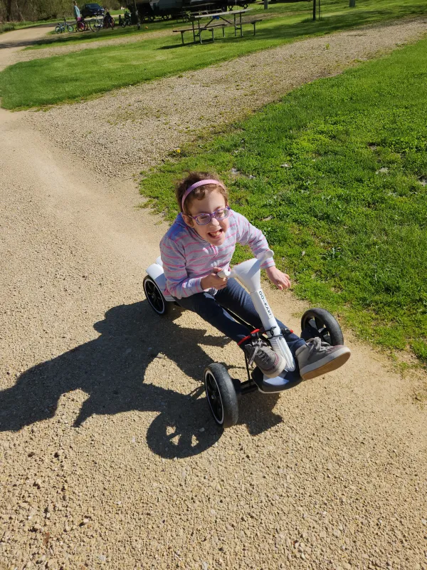 Kid Captain Eliana Gaul on a bike