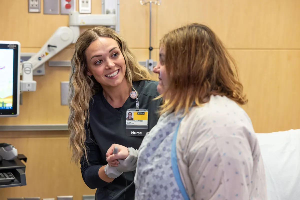 Samantha Heitmeier, CVICU nurse photographed for nurse recruitment in the simulation center with simulated patients on Wednesday, March 13, 2024.