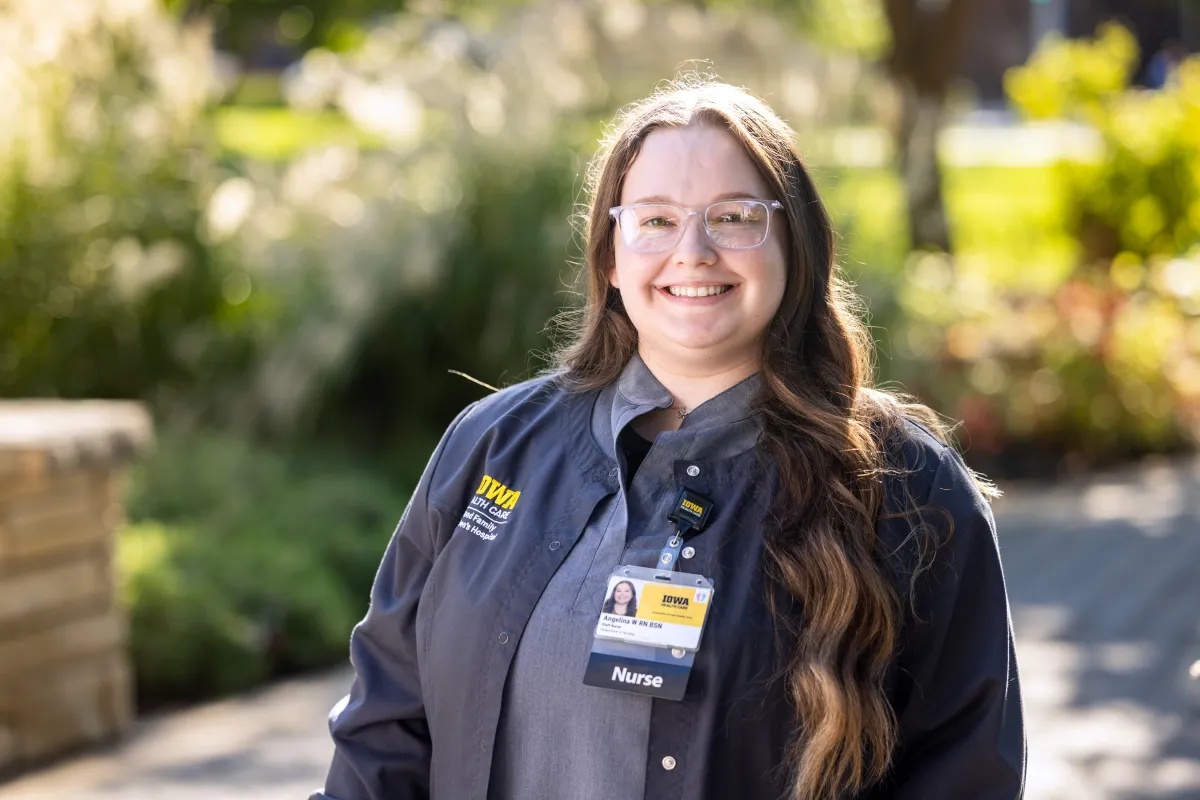 Angelina Weaver, BSN, RN, staff nurse at UI Health Care Stead Family Children’s Hospital