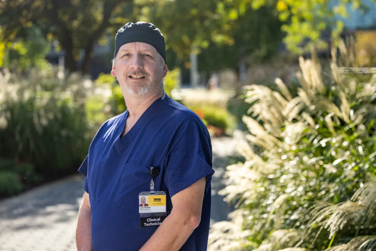 Douglas (Luke) Beckley, clinical technician III at the North Liberty campus