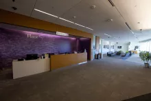 Lobby photo of the fifth floor of Iowa River Landing