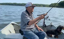 Tim McHugh, shoulder surgery patient enjoys fishing