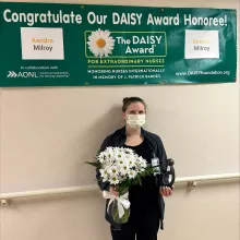 Kendra Milroy, RN, receiving her Daisy Award