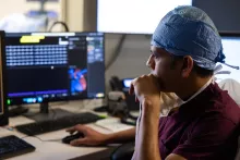 UI Health Care EP physician Paari Dominic in the cath lab